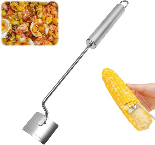 Corn Cob Stripper, 2025 New Long Handle Stainless Steel Corn Stripping Tool, Fast and Safe, Easy Clean, Suitable for Home Kitchens, Restaurant Chefs, Outdoor Dining Enthusiasts